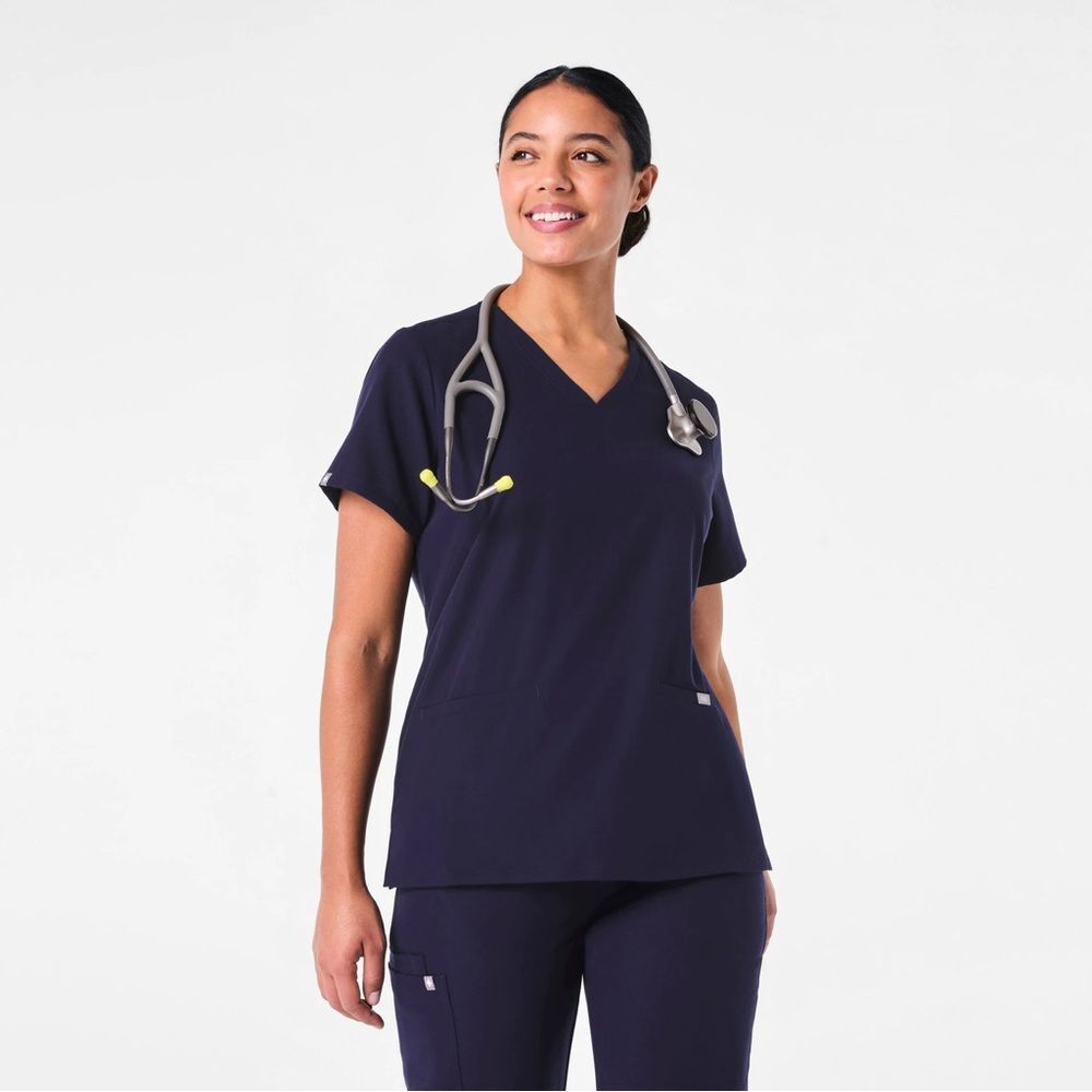 Figs Casma Three Pocket Scrub Top Navy Blue Women's Size XL